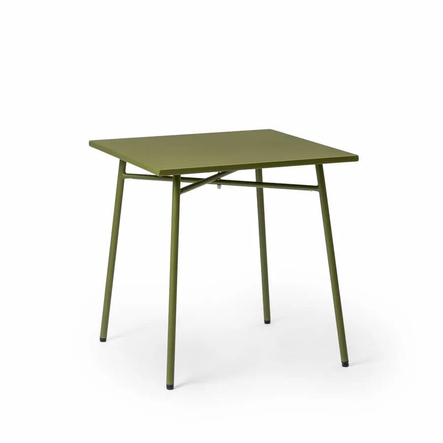 Set bistrot tavolo 70x70 cm e 2 sedie pieghevoli in acciaio verde oliva - Faber