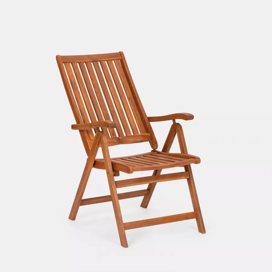 Set bistrot tavolo 70x70 cm e 2 sedie con braccioli regolabili in legno di acacia - Paja