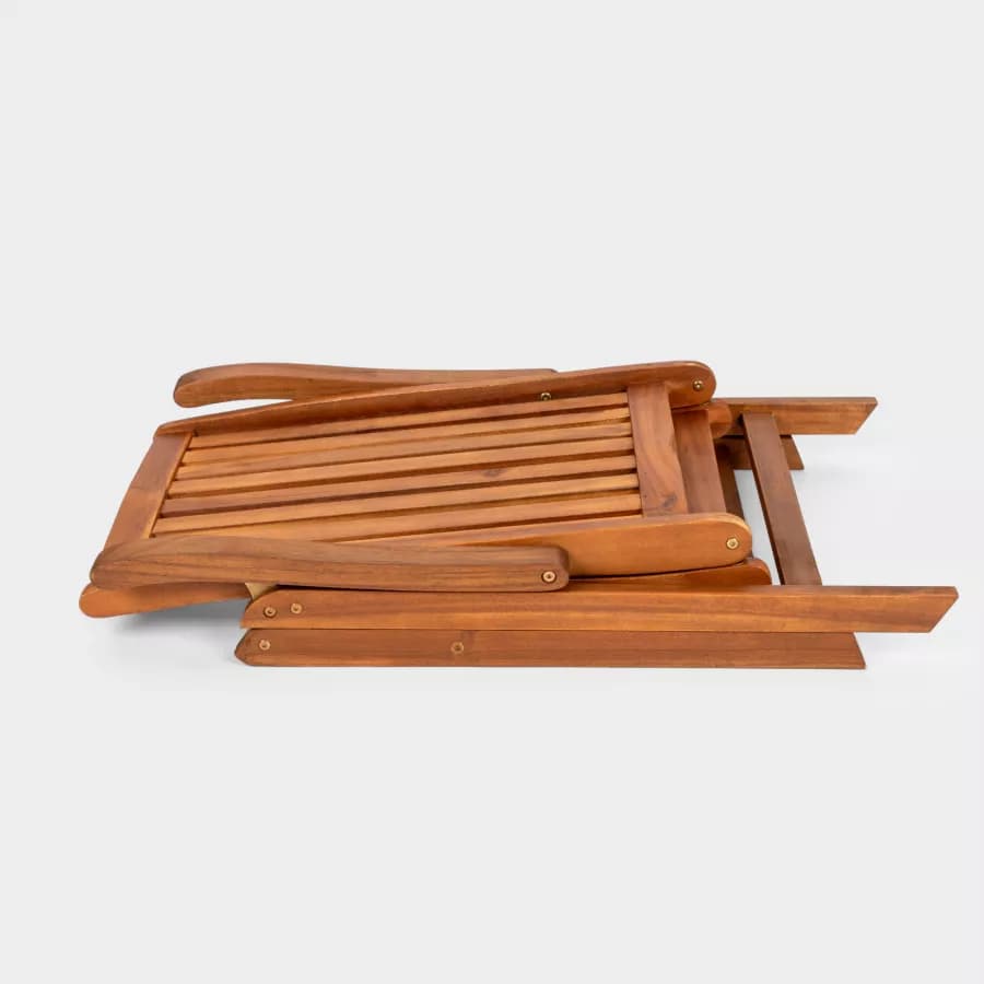 Set bistrot tavolo 70x70 cm e 2 sedie con braccioli regolabili in legno di acacia - Paja