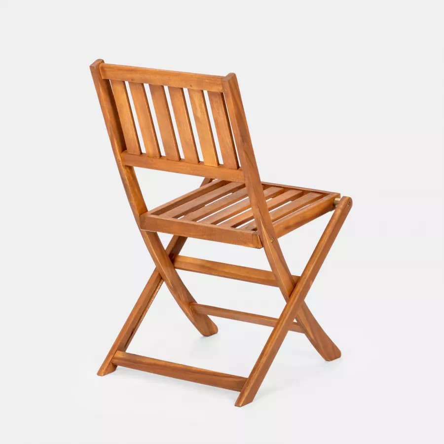 Set bistrot con tavolo pieghevole 70x70 cm e 2 sedie pieghevoli in legno di acacia - Paja