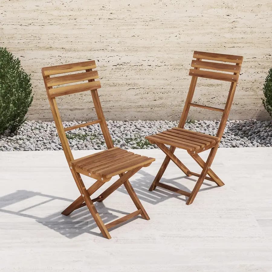 Set bistrot tavolo 70x70 cm e 2 sedie pieghevoli in legno acacia - Paja