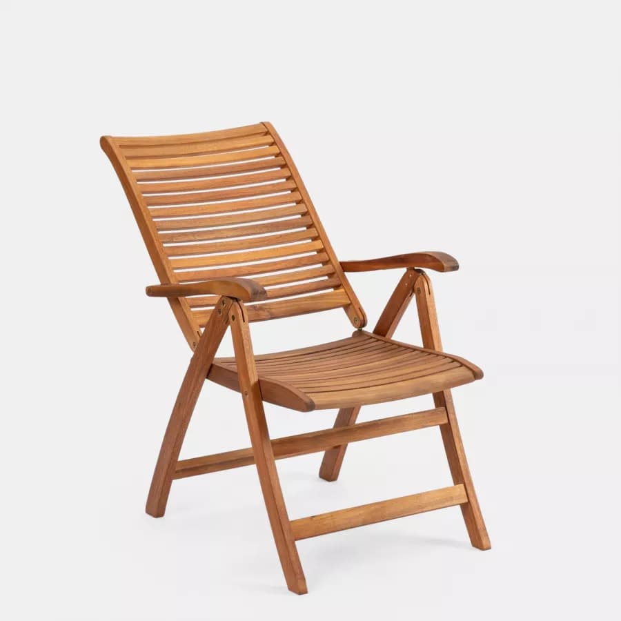 Set bistrot con tavolo 70x70 cm e 2 sedie con braccioli regolabili in legno di acacia - Paja