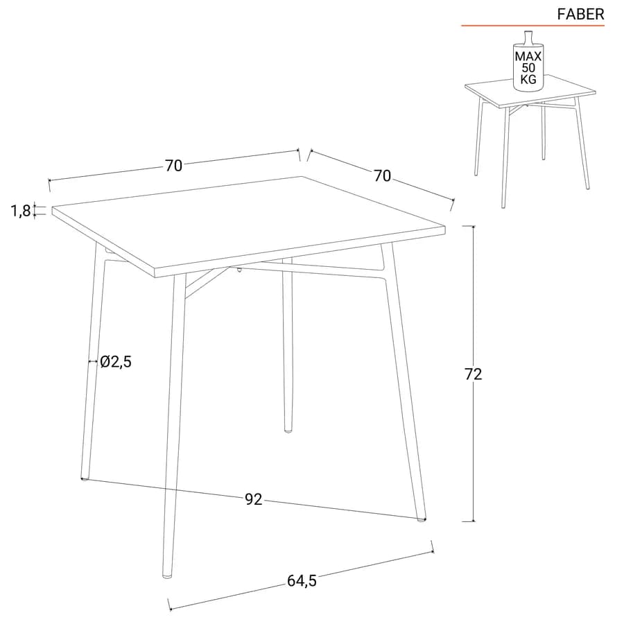 Set bistrot tavolo 70x70 e 2 sedie con braccioli in acciaio verde marino - Faber