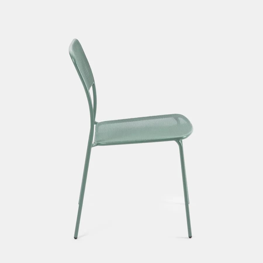 Set pranzo tavolo 80x80 cm e 4 sedie in acciaio verde marino- Faber