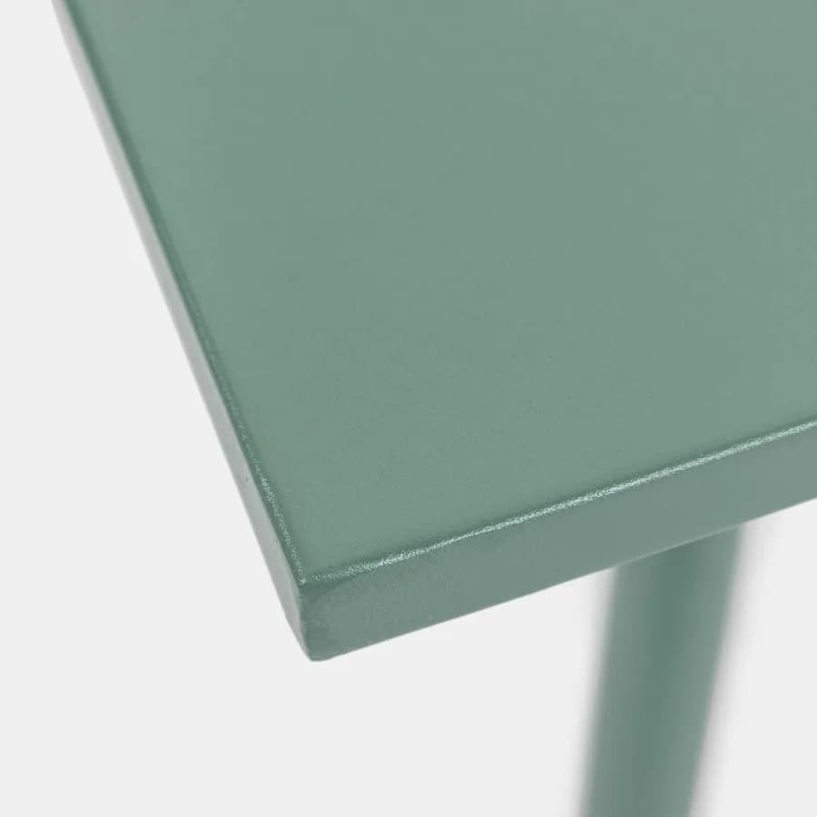Set pranzo tavolo 80x80 cm e 4 sedie in acciaio verde marino- Faber