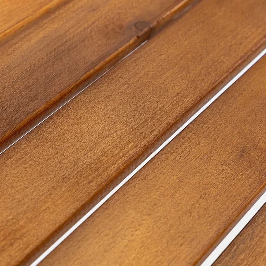 Set pranzo tavolo 80x80 cm e 4 sedie pieghevoli con braccioli in legno di acacia e corda grigia - Yadira