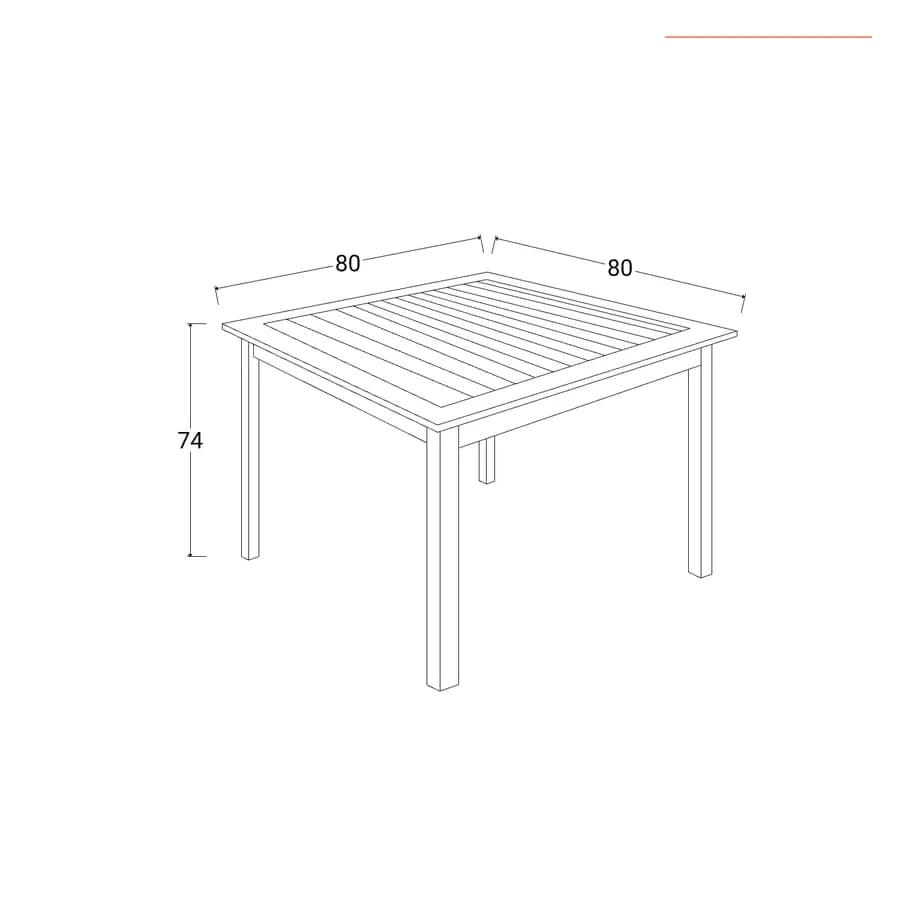 Set pranzo tavolo 80x80 cm e 4 sedie pieghevoli con braccioli in legno di acacia e corda tortora - Yadira