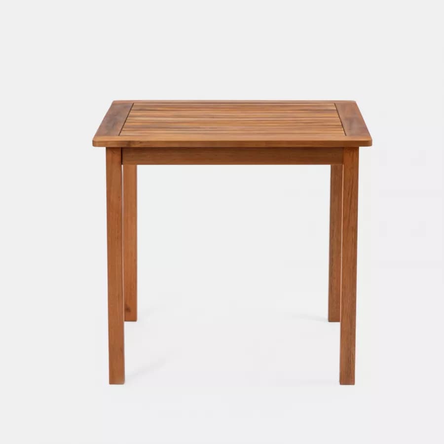 Set pranzo tavolo 80x80 cm e 4 sedie con braccioli regolabili in legno di acacia - Paja
