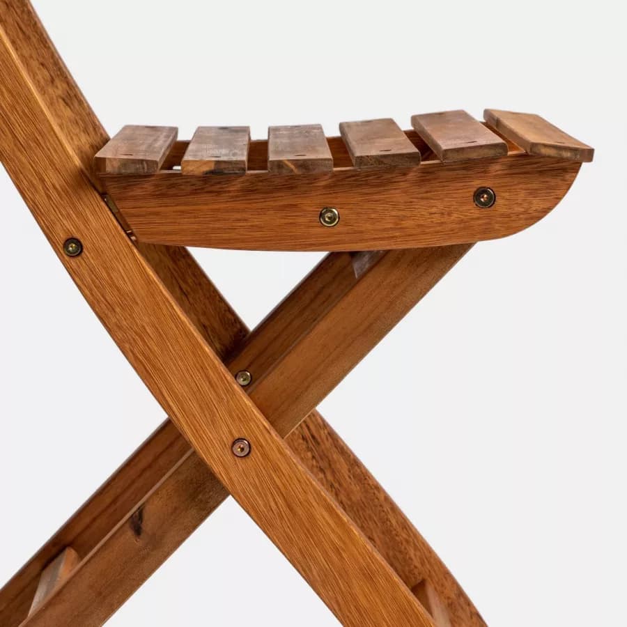 Set pranzo con tavolo 80x80 cm e 4 sedie pieghevoli in legno di acacia - Paja