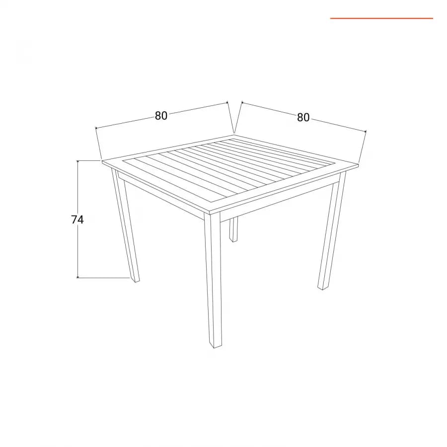 Set pranzo con tavolo 80x80 cm con 4 sedie pieghevoli in legno di acacia - Paja