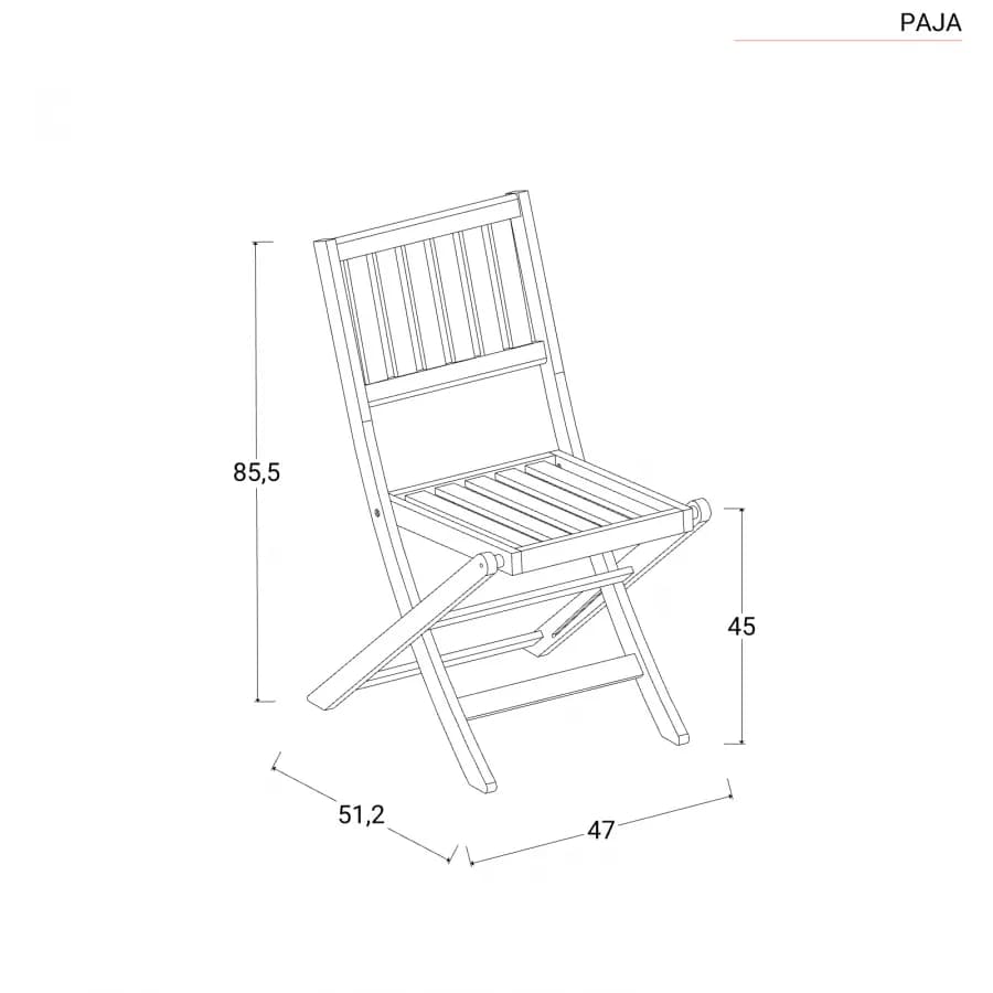 Set pranzo con tavolo 80x80 cm con 4 sedie pieghevoli in legno di acacia - Paja