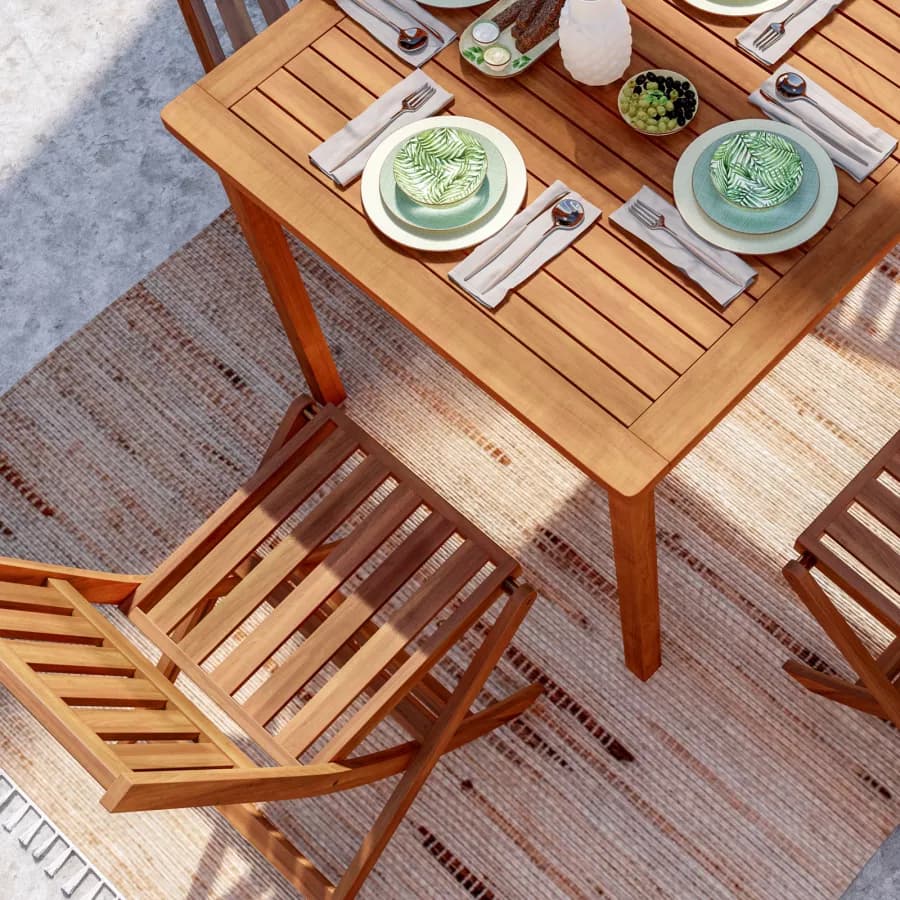 Set pranzo con tavolo 80x80 cm con 4 sedie pieghevoli in legno di acacia - Paja