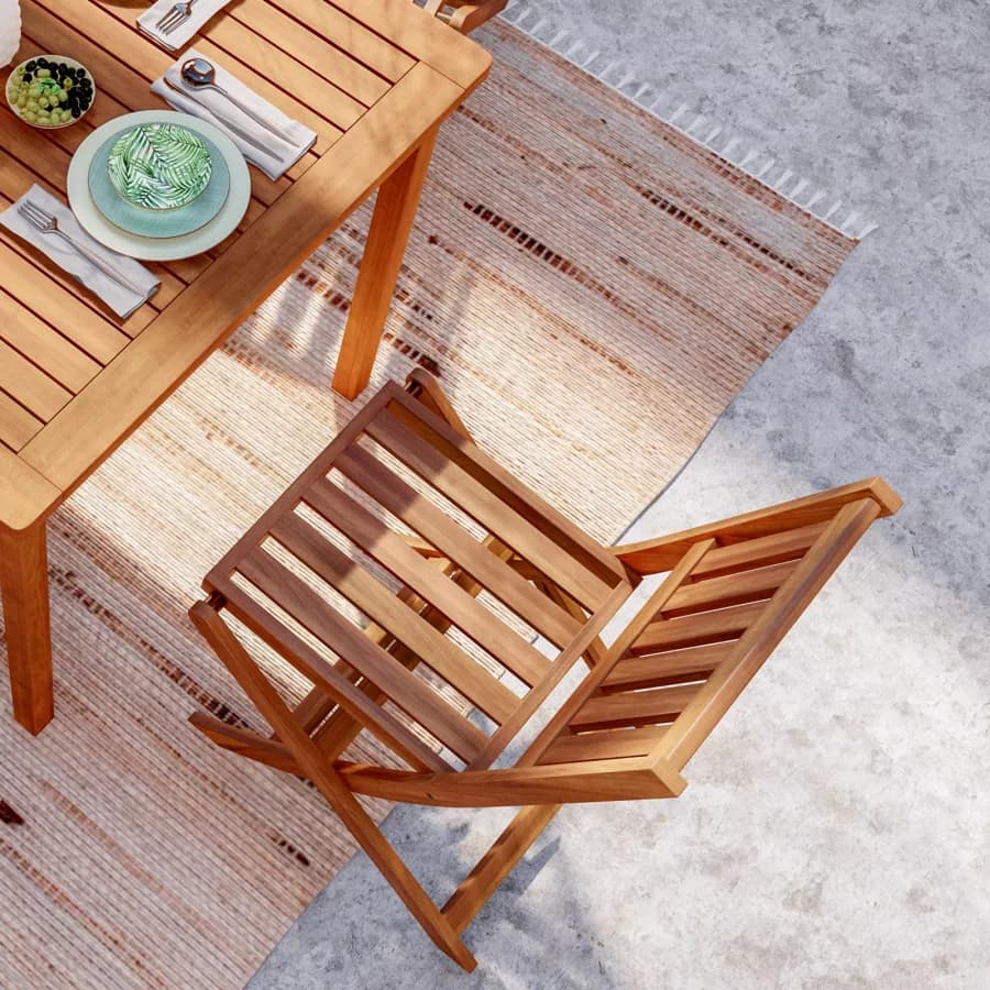 Set pranzo con tavolo 80x80 cm con 4 sedie pieghevoli in legno di acacia - Paja