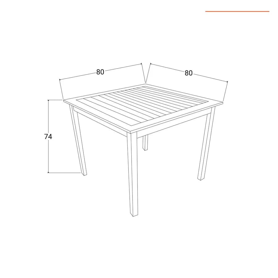 Set pranzo tavolo 80x80 cm con 4 sedie pieghevoli in legno di acacia - Paja