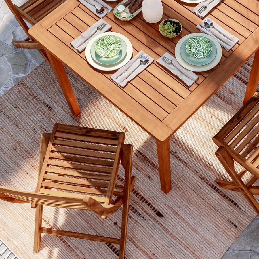 Set pranzo tavolo 80x80 cm con 4 sedie pieghevoli in legno di acacia - Paja