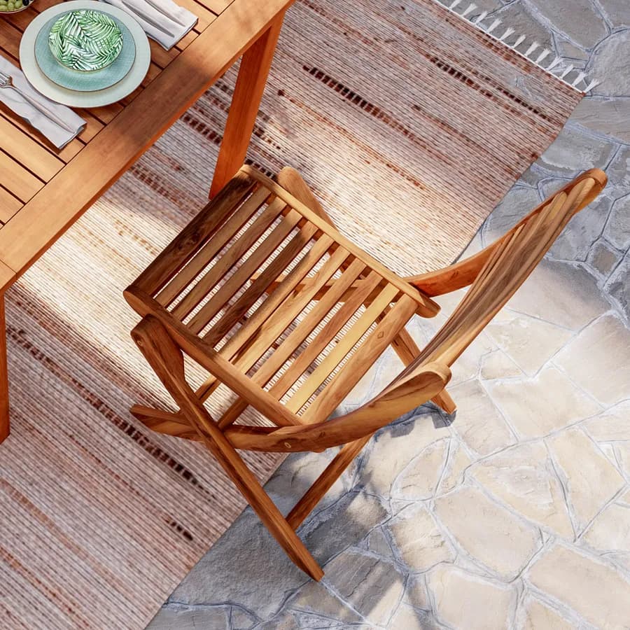 Set pranzo tavolo 80x80 cm con 4 sedie pieghevoli in legno di acacia - Paja