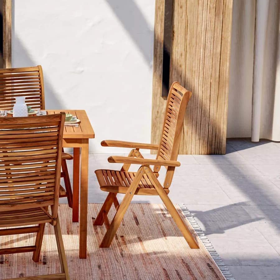 Set pranzo tavolo 80x80 cm e 4 sedie regolabili in legno di acacia - Paja