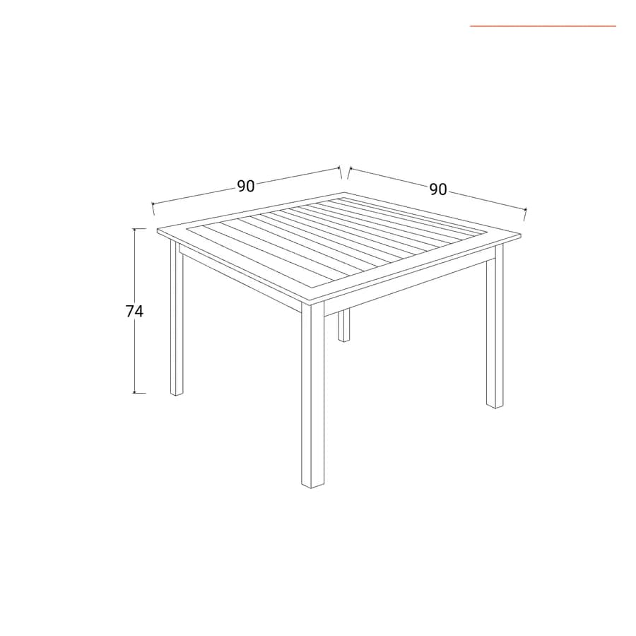Set pranzo tavolo 90x90 cm e 4 sedie pieghevoli in legno di acacia e corda grigia - Yadira