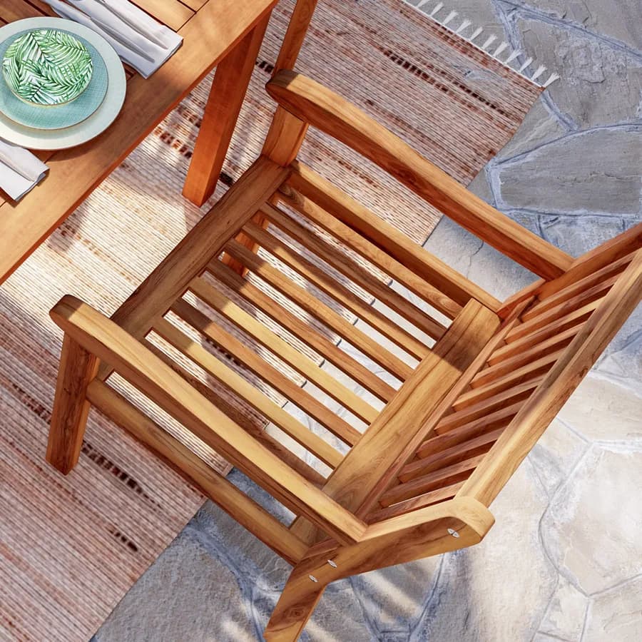 Set pranzo tavolo 90x90 cm e 4 sedie con braccioli in legno di acacia – Paja