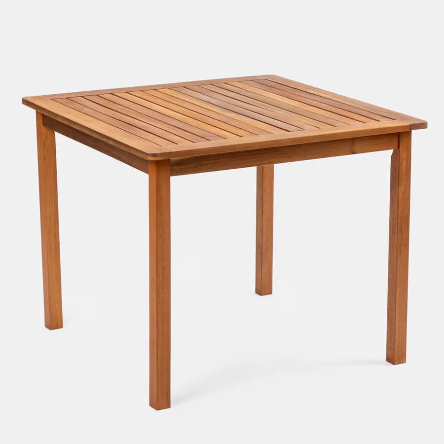 Set pranzo tavolo 90x90 cm e 4 sedie con braccioli in legno di acacia – Paja