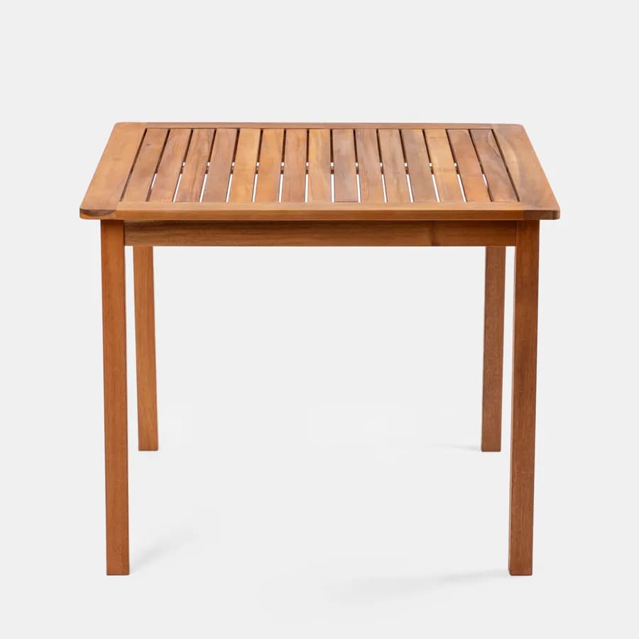 Set pranzo tavolo 90x90 cm e 4 sedie con braccioli in legno di acacia – Paja