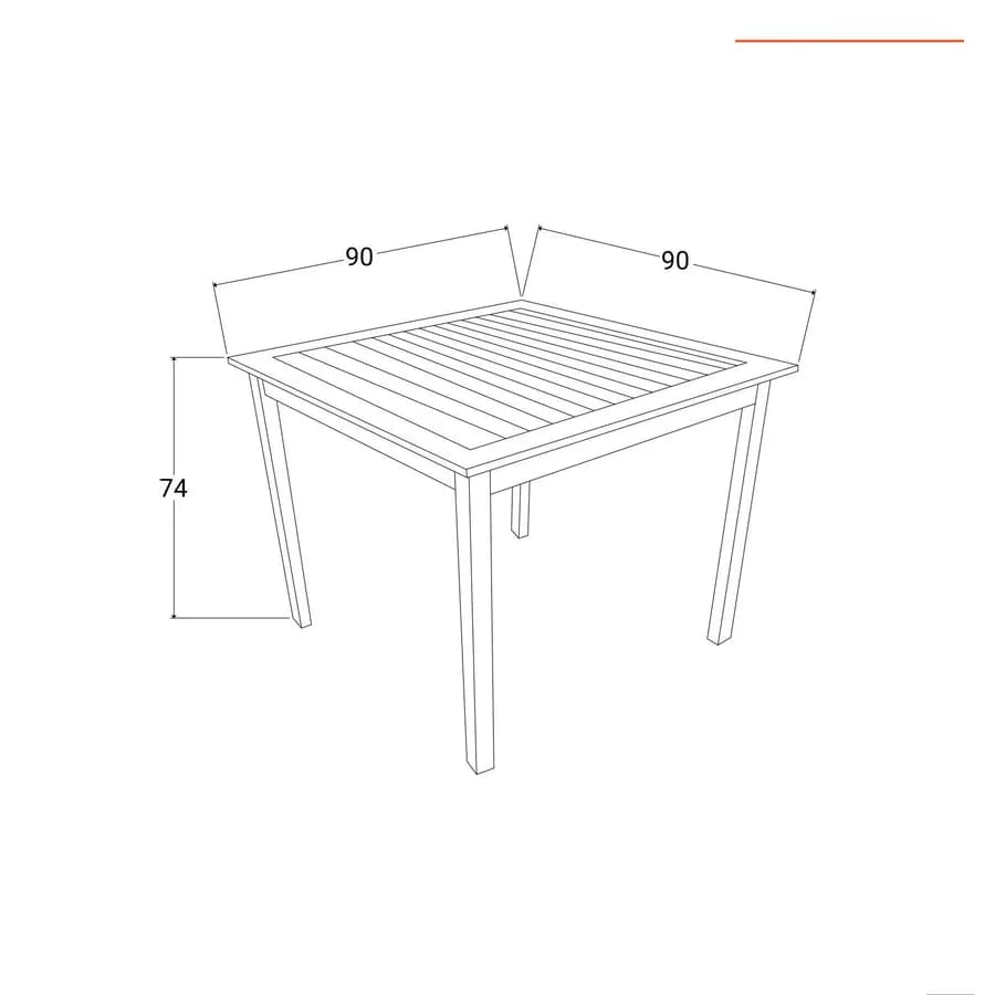 Set pranzo tavolo 90x90 cm con 4 sedie pieghevoli in legno di acacia - Paja
