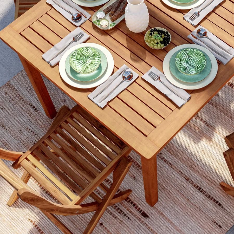 Set pranzo tavolo 90x90 cm con 4 sedie pieghevoli in legno di acacia - Paja