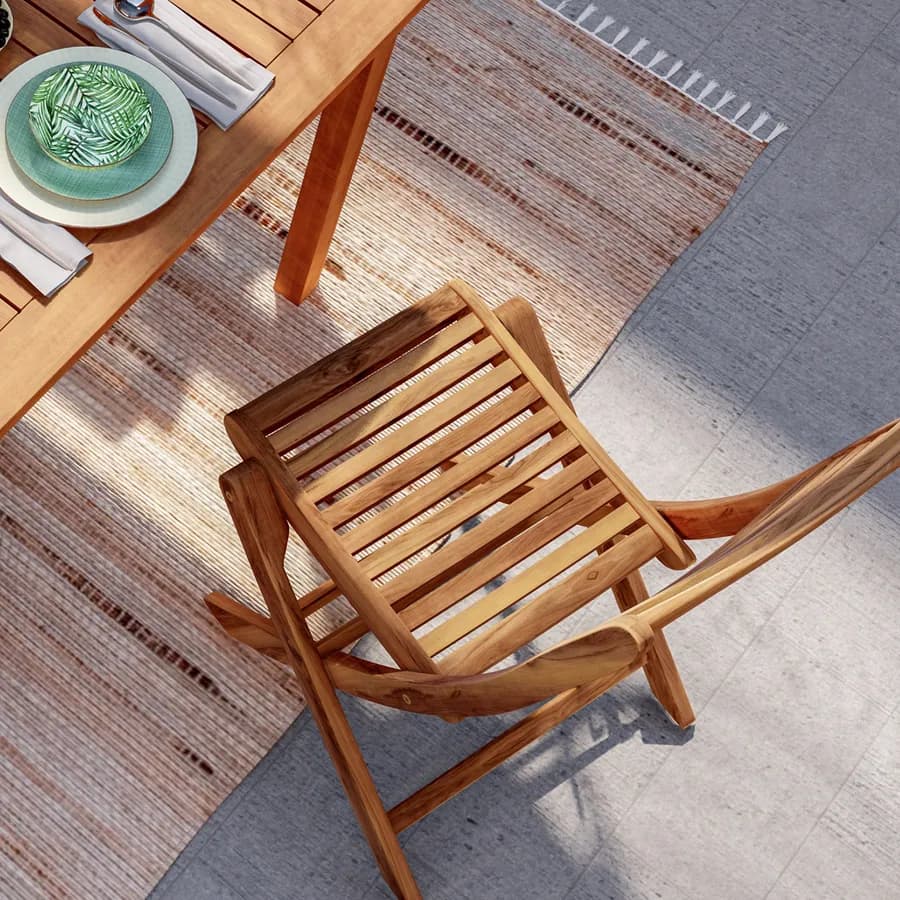 Set pranzo tavolo 90x90 cm con 4 sedie pieghevoli in legno di acacia - Paja