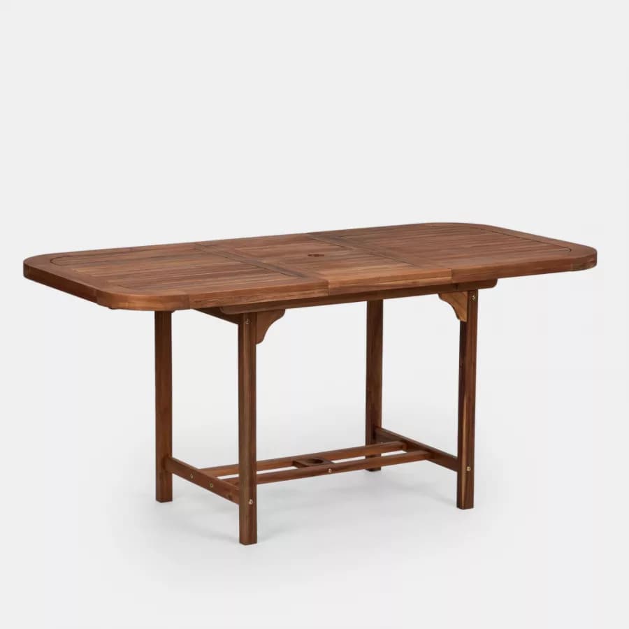 Set pranzo tavolo allungabile 120/160x80 cm e 4 sedie pieghevoli in legno di acacia - Paja