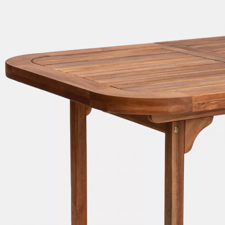 Set pranzo tavolo allungabile 120/160x80 cm e 4 sedie pieghevoli in legno di acacia - Paja