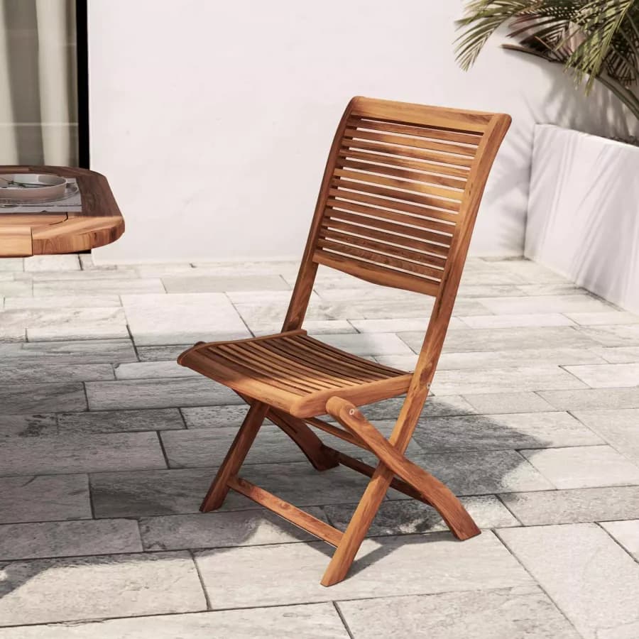 Set pranzo tavolo allungabile 120/160x80 cm e 4 sedie pieghevoli in legno di acacia - Paja