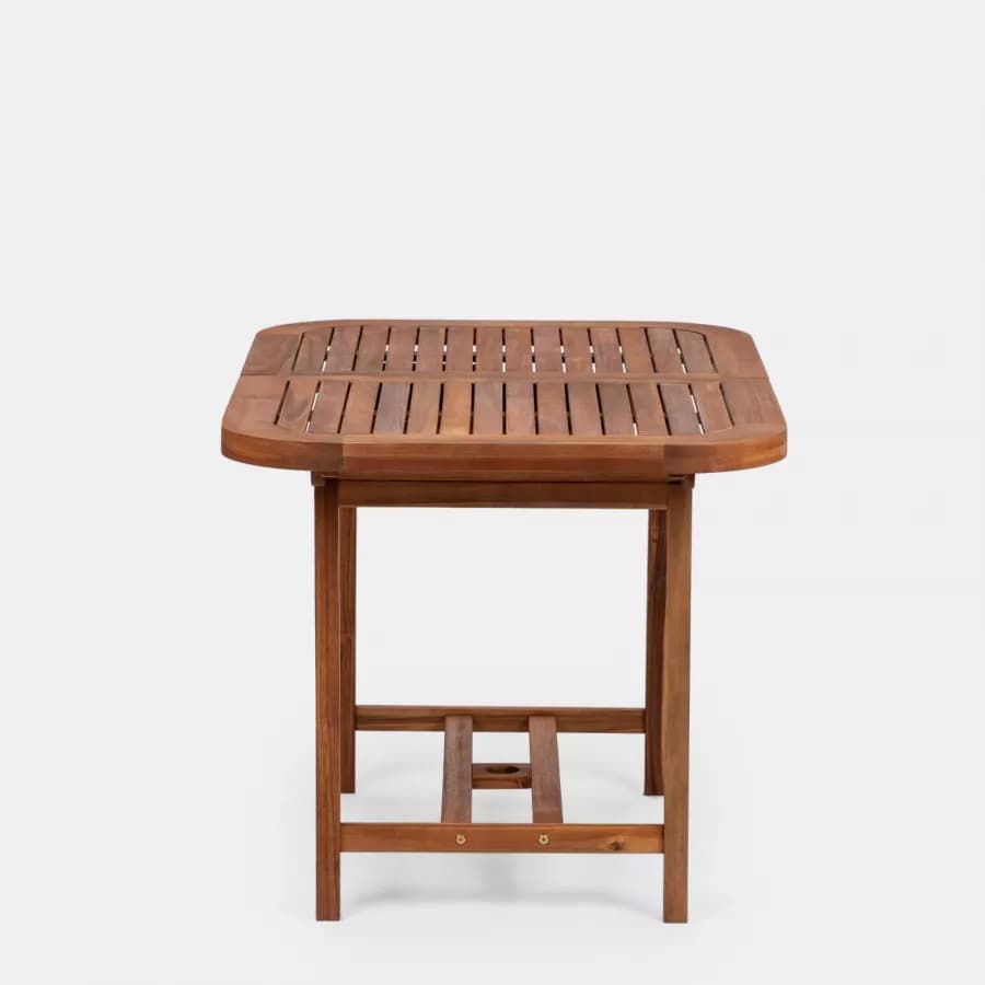 Set pranzo tavolo allungabile 120/160x80 cm e 4 sedie pieghevoli in legno di acacia - Paja