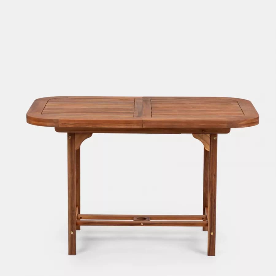 Set pranzo tavolo allungabile 120/160x80 cm e 4 sedie pieghevoli in legno di acacia - Paja