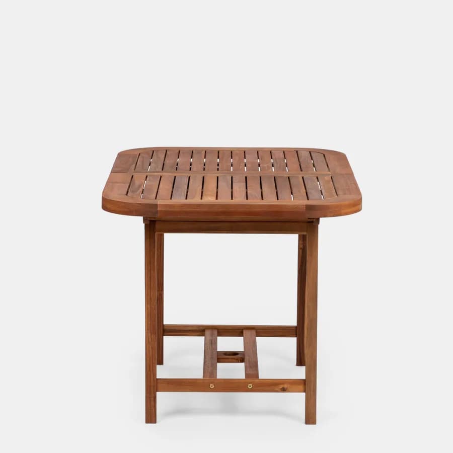 Set pranzo tavolo allungabile 120/160x80 cm e 4 sedie con braccioli in legno di acacia - Paja
