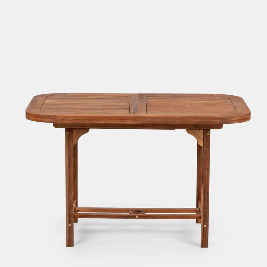 Set pranzo tavolo allungabile 120/160x80 cm e 4 sedie con braccioli in legno di acacia - Paja