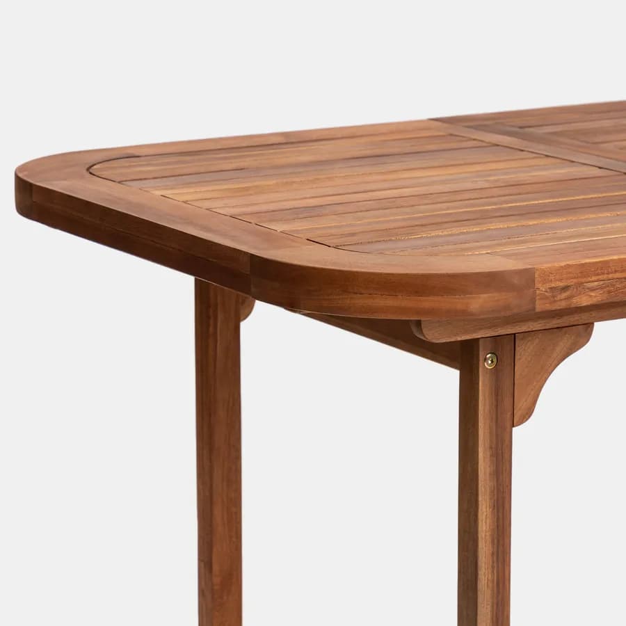 Set pranzo tavolo allungabile 120/160x80 cm e 4 sedie con braccioli in legno di acacia - Paja