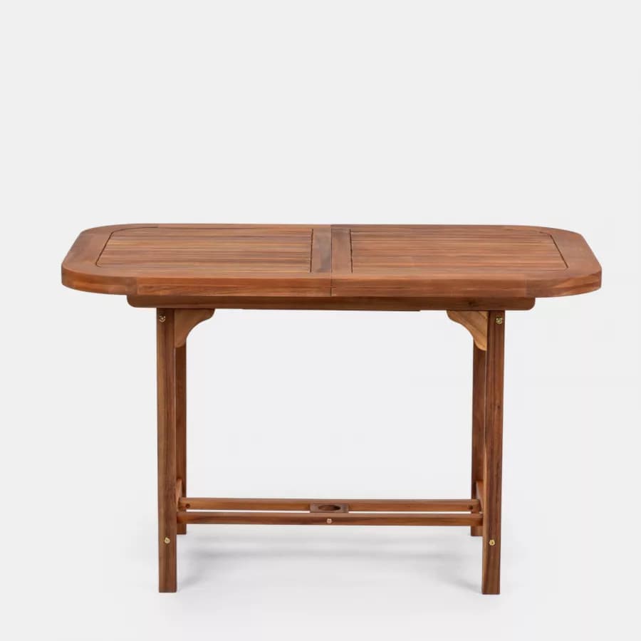 Set pranzo tavolo allungabile 120/160x80 cm e 4 sedie con braccioli regolabili in legno di acacia - Paja
