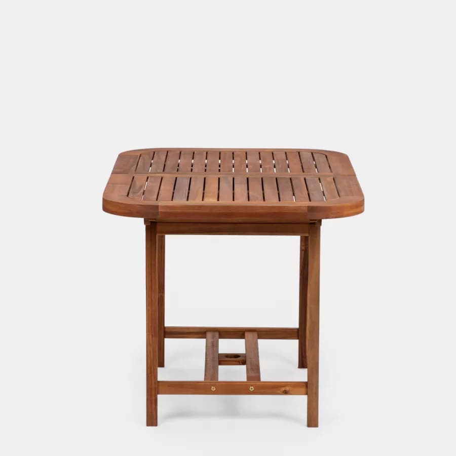 Set pranzo tavolo allungabile 120/160x80 cm e 4 sedie regolabili in legno di acacia - Paja