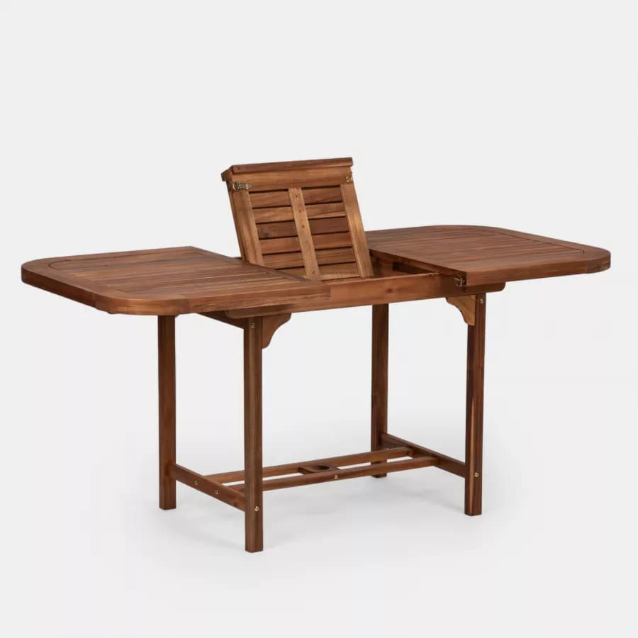 Set pranzo tavolo allungabile 120/160x80 cm e 4 sedie regolabili in legno di acacia - Paja
