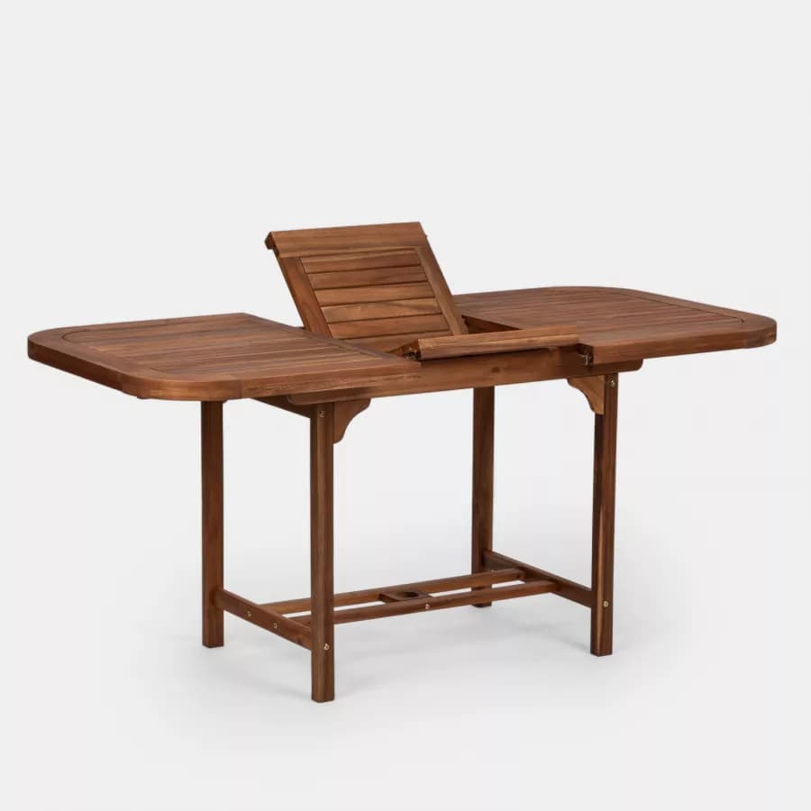 Set pranzo tavolo allungabile 120/160x80 cm e 4 sedie regolabili in legno di acacia - Paja
