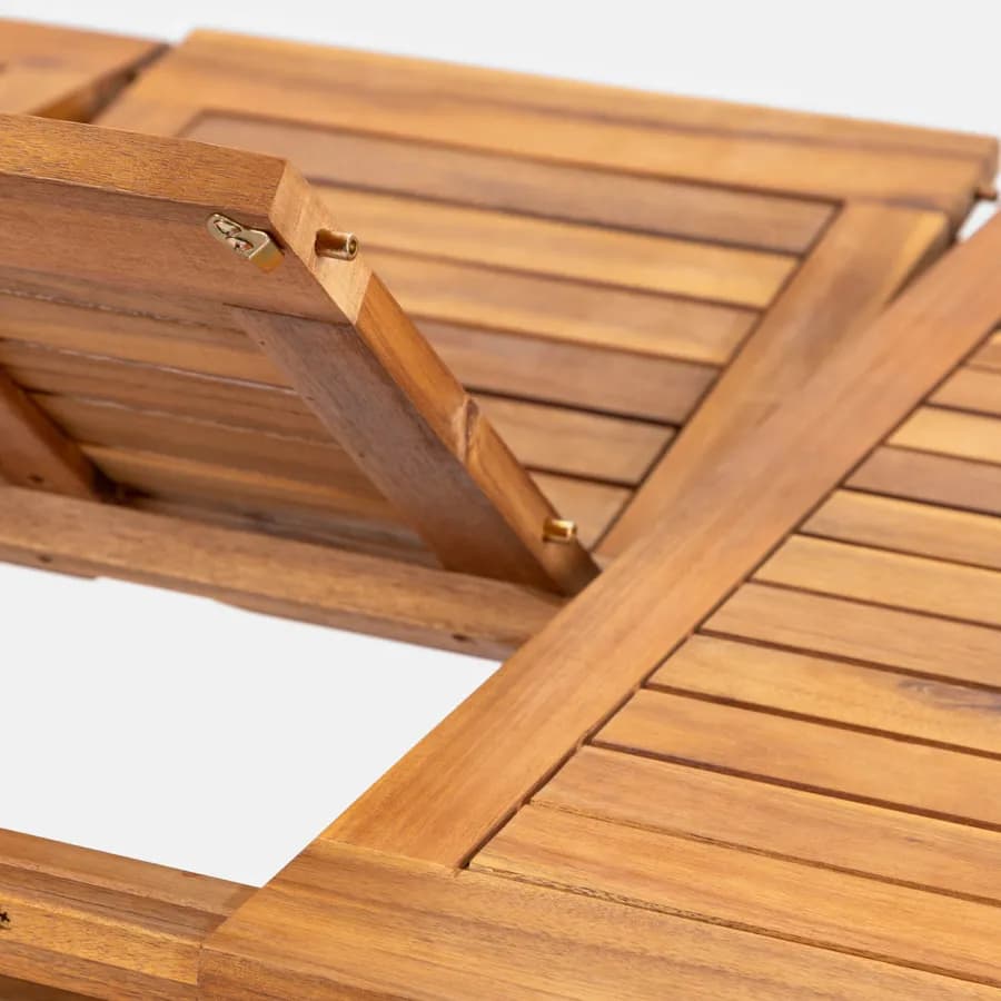 Set pranzo con tavolo allungabile pieghevole 120/160x80 cm e 4 sedie con braccioli in legno di acacia - Paja