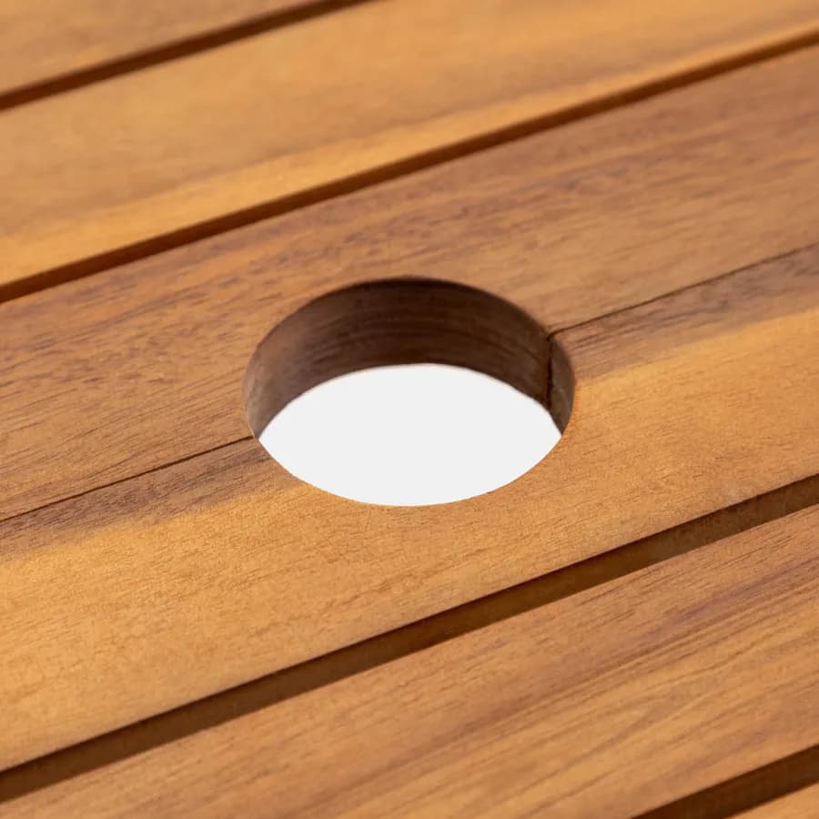 Set pranzo con tavolo allungabile pieghevole 120/160x80 cm e 4 sedie con braccioli in legno di acacia - Paja