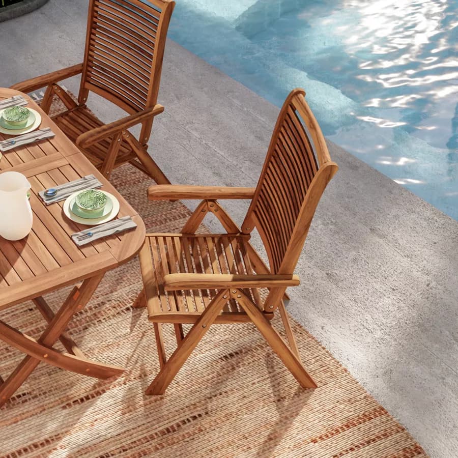Set pranzo tavolo allungabile pieghevole 120/160x80 cm e 4 sedie in legno di acacia - Paja