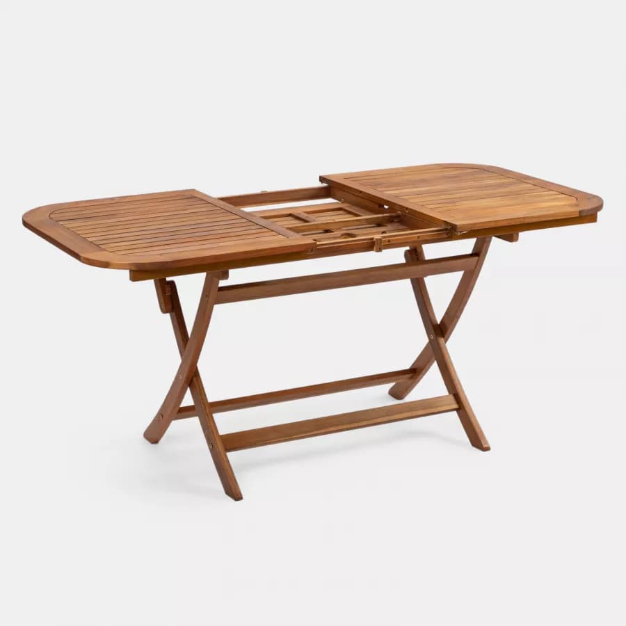 Set pranzo tavolo allungabile pieghevole 120/160x80 cm e 4 sedie in legno di acacia - Paja