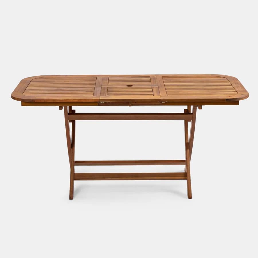 Set pranzo pieghevole tavolo 120/160x80 cm e 4 sedie in legno e corda grigia - Yadira
