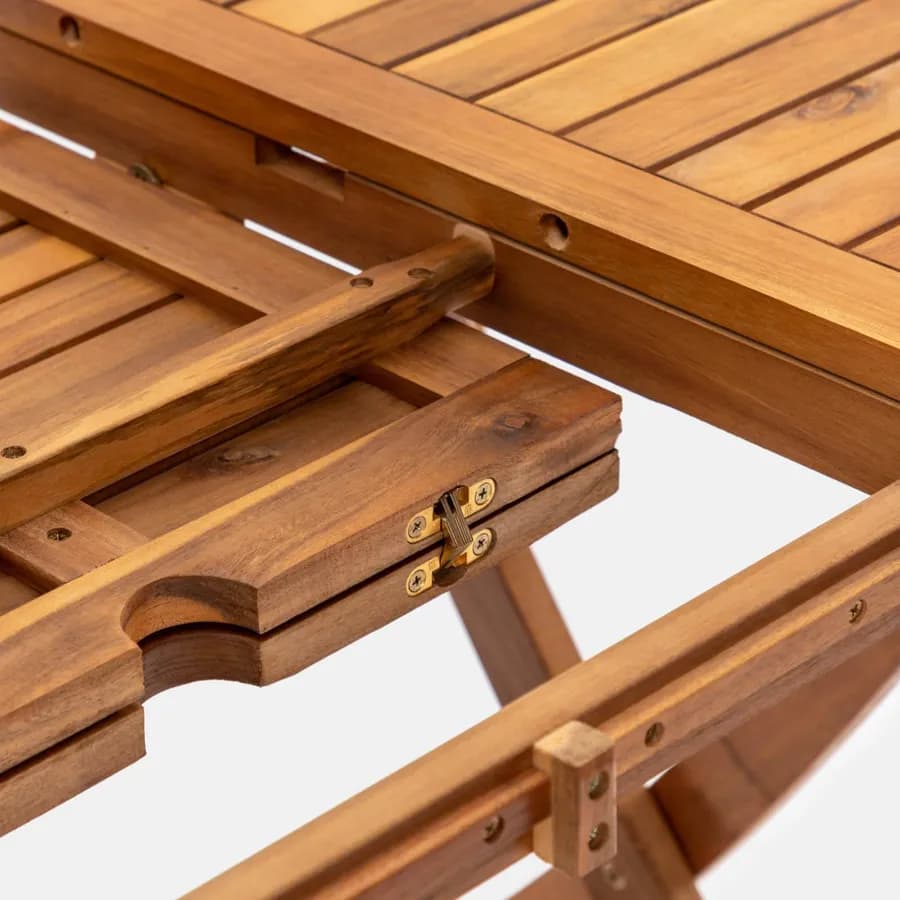 Set pranzo pieghevole tavolo 120/160x80 cm e 4 sedie in legno e corda grigia - Yadira