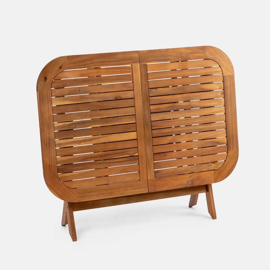 Set pranzo pieghevole tavolo 120/160x80 cm e 4 sedie in legno e corda grigia - Yadira