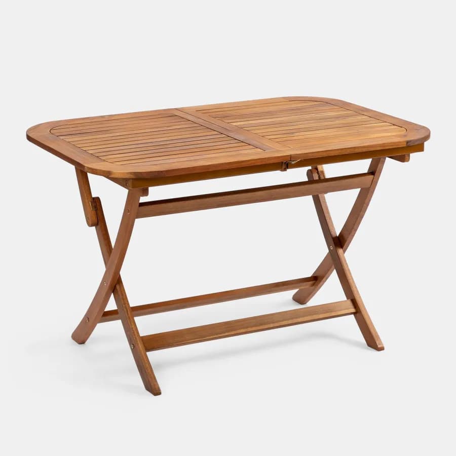 Set pranzo pieghevole tavolo 120/160x80 cm e 4 sedie in legno e corda grigia - Yadira