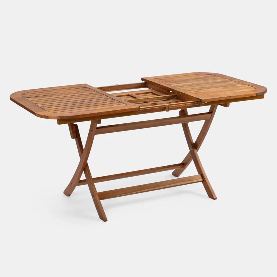 Set pranzo pieghevole tavolo 120/160x80 cm e 4 sedie in legno e corda grigia - Yadira