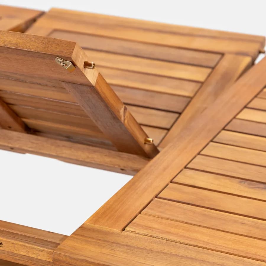 Set pranzo pieghevole tavolo 120/160x80 cm e 4 sedie in legno e corda tortora - Yadira